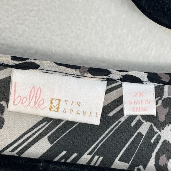 Kim Gravel Belle Womens Plus 2X Poncho Black Gray Jungle Leopard Tunic Top - Picture 4 of 10